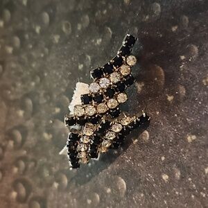 Black/Clear Rhinestone Pierced Earrings